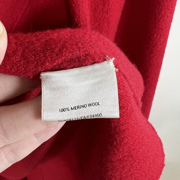 Eileen Fisher Red Enveloped Boiled Wool Open Kimono Cardigan Size L Longline‎ - Picture 6 of 10